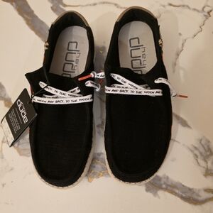 Hey Dude Black Slip-On Canvas Shoes with White Laces